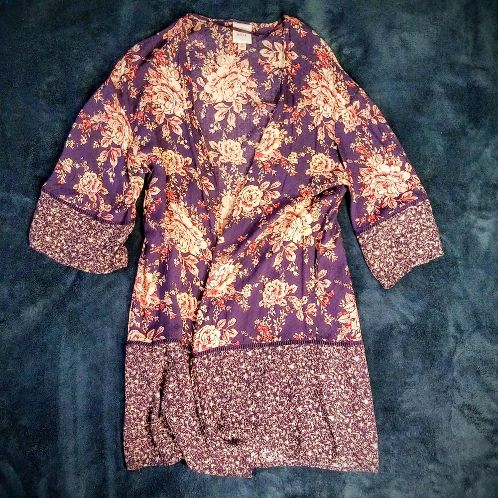 Knox Rose Floral Kimono Navy Blue
